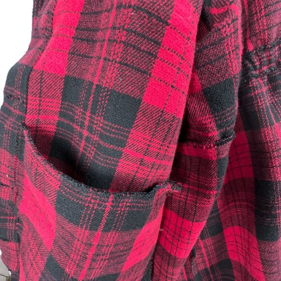 Torrid Plaid Tunic Shacket Womens 4 Button Front 3/4 Sleeve Pockets Red Black - Picture 5 of 12